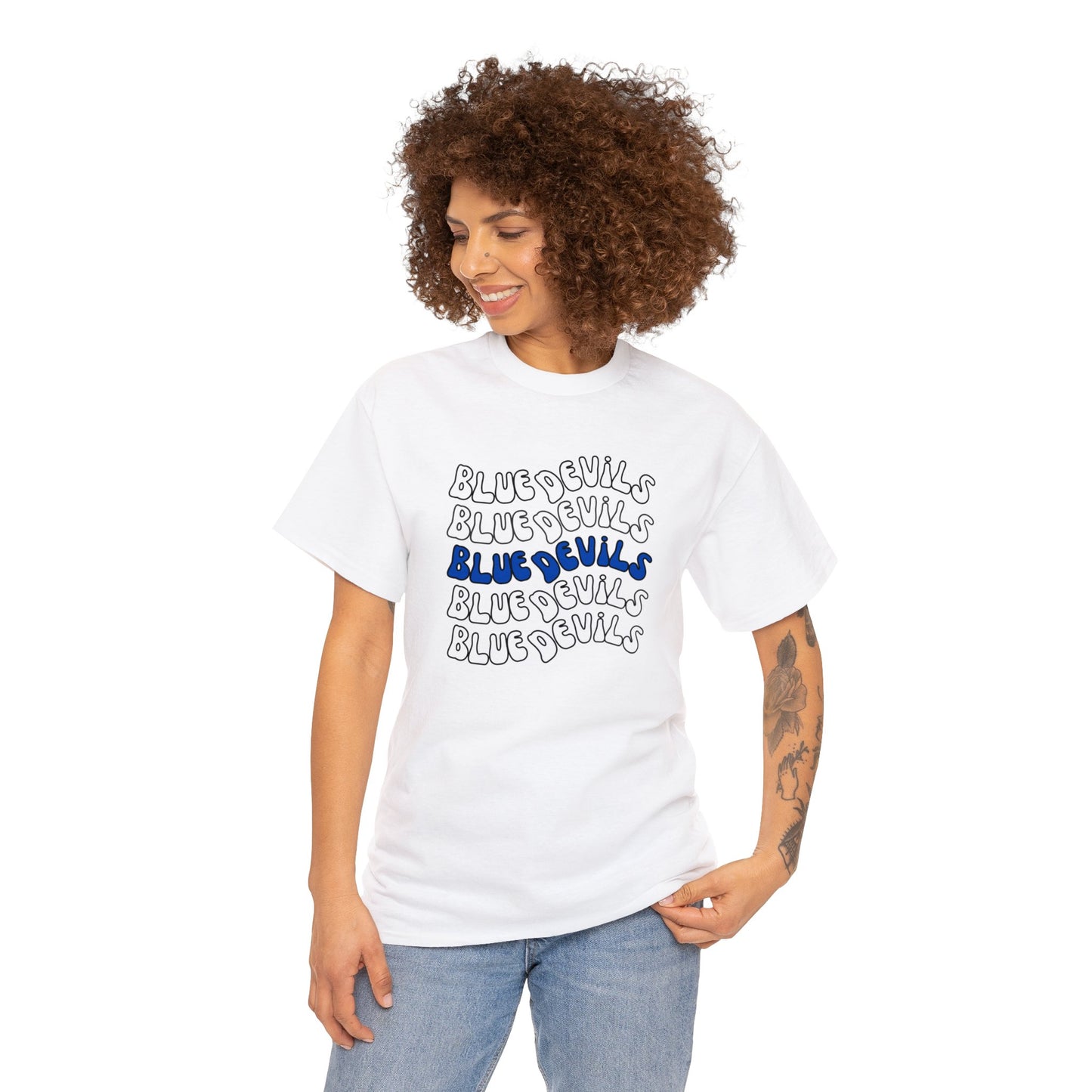 Blue Devil Repeat Unisex Heavy Cotton Tee