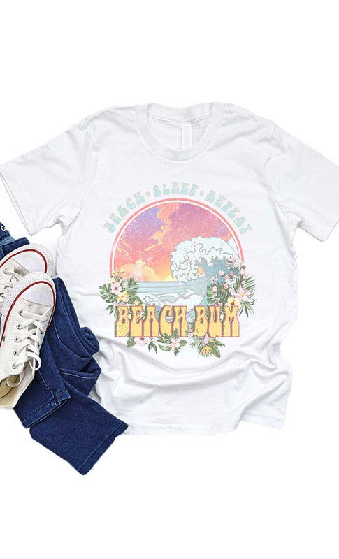 Retro Beach Bum Summer Kids Graphic Tee